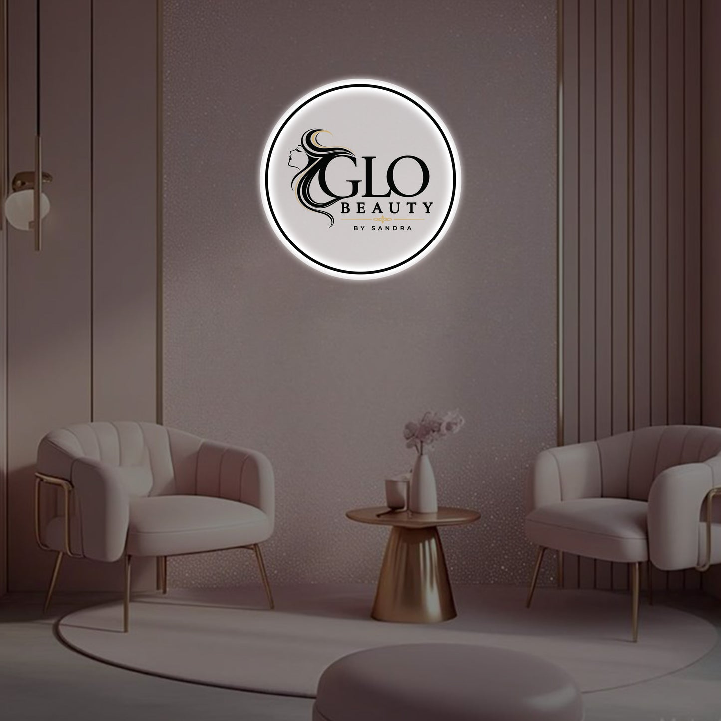 GLO Beauty by Sandra  Round Acrylic Sign