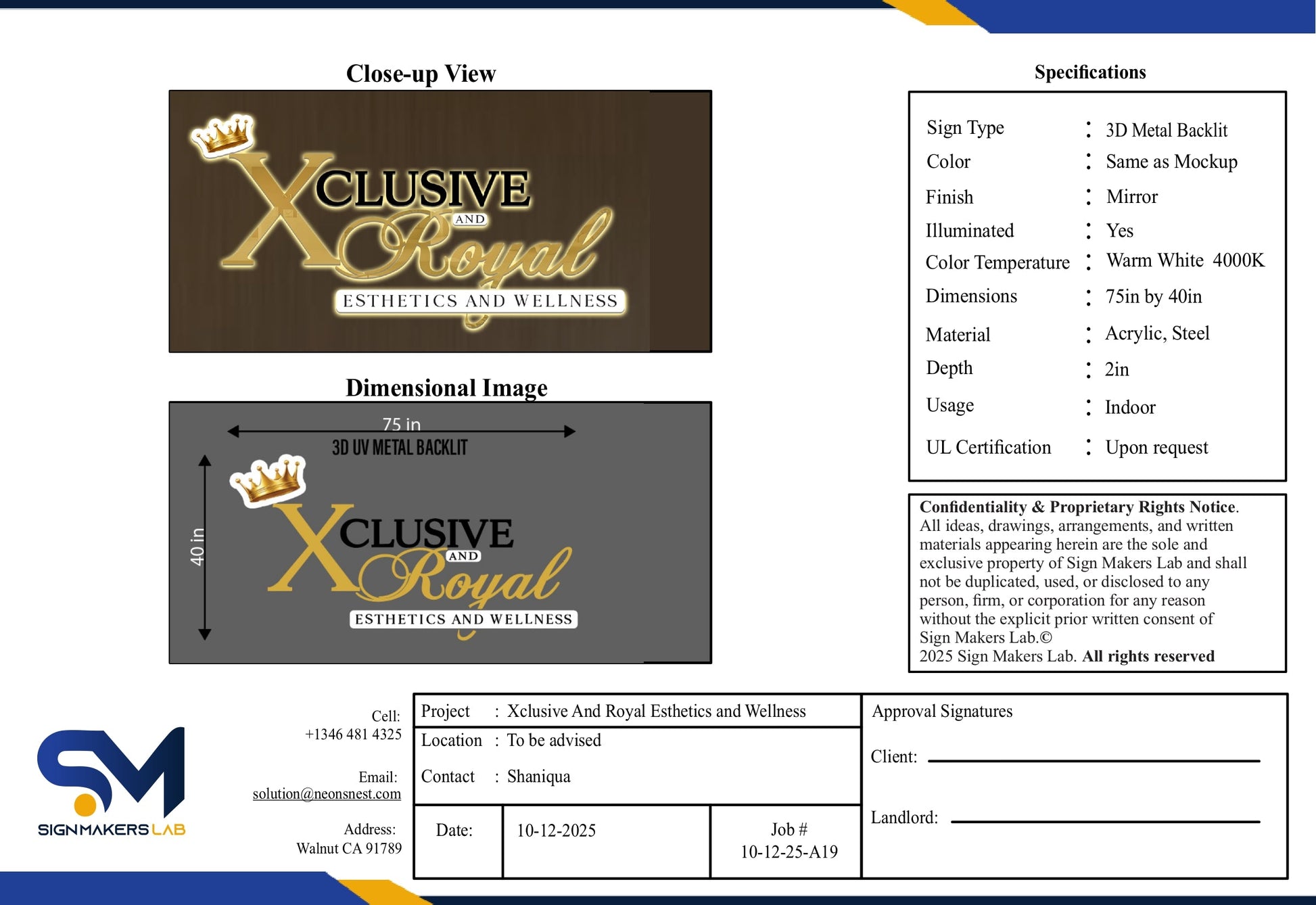 Xclusive And Royal Esthetics and Wellness Backlit Sign Signmakerslab