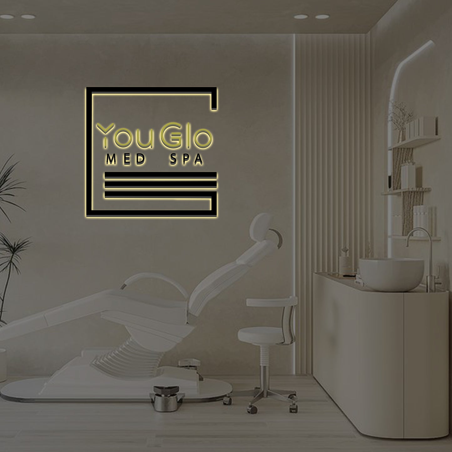 You Glo Med Spa 3D Metal Backlit Sign