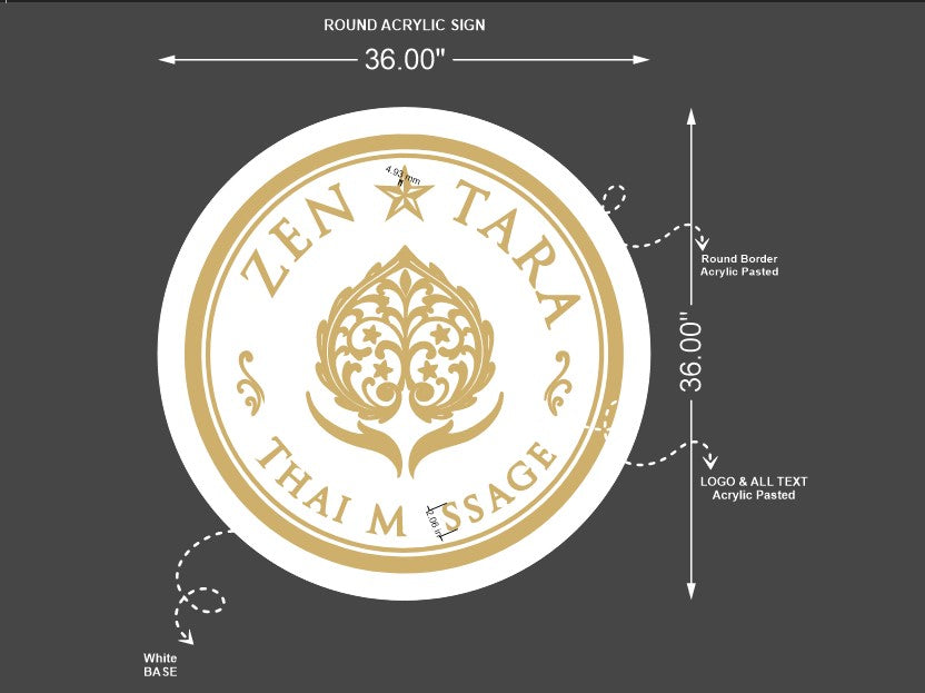Zen Tara Thai Massage Round Acrylic Sign