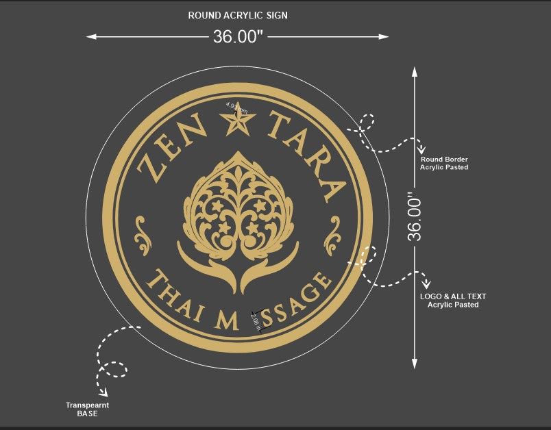 Zen Tara Thai Massage Round Acrylic Sign