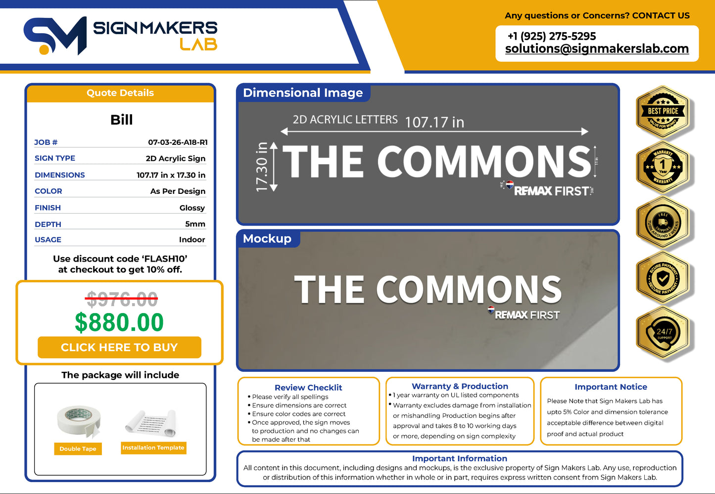 THE COMMONS REMAX FIRST 2D Acrylic Letter Sign