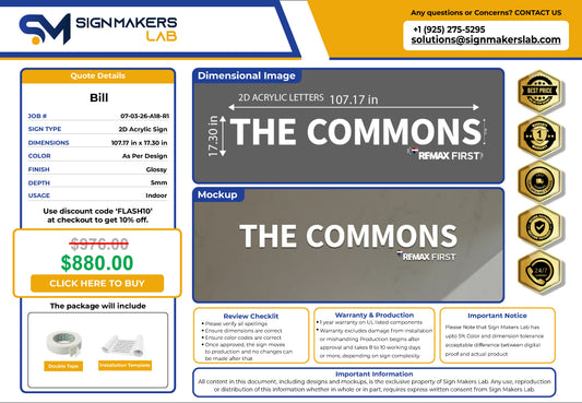 THE COMMONS REMAX FIRST 2D Acrylic Letter Sign