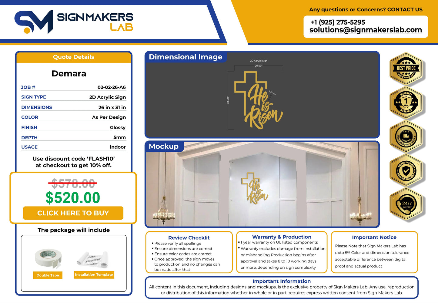 StLuke 2D Acrylic Letter Sign Signmakerslab