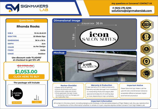 icon Salon Suites Blade Sign 36x18 inches