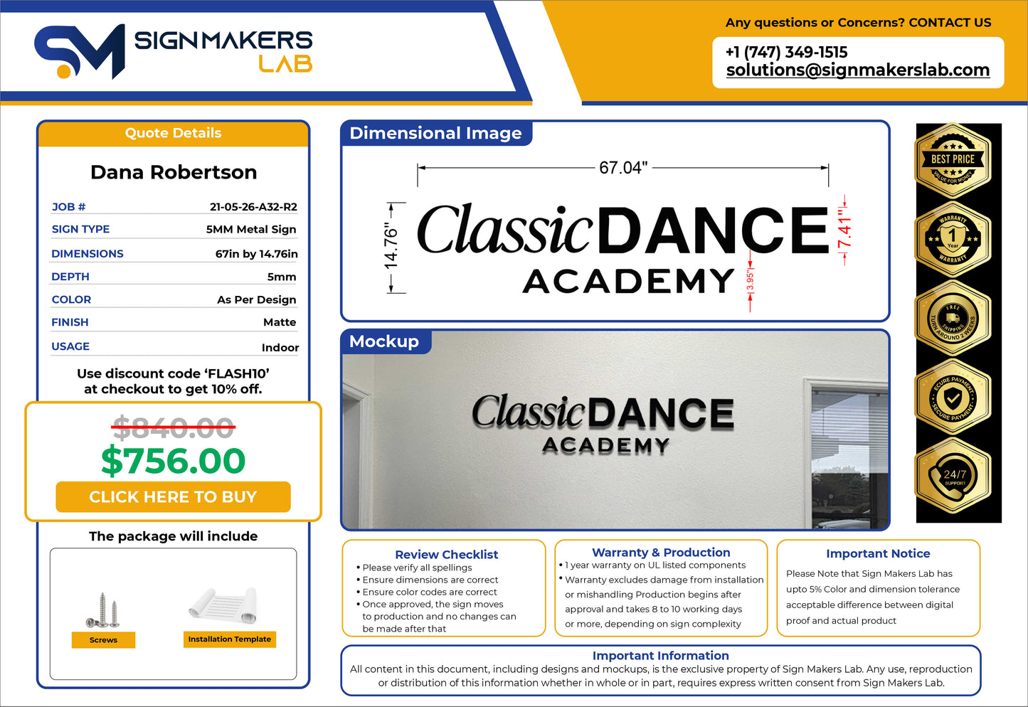 Classic Dance Academy Metal Sign