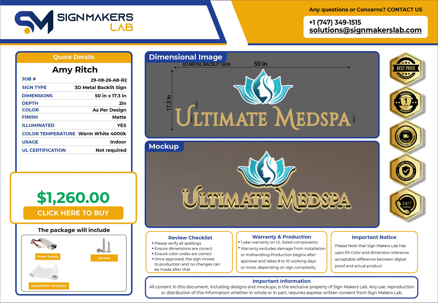 Ultimate Medspa 3D Backlit 60 inches