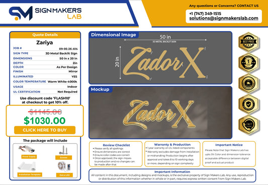 3D Metal Back-lit Sign-ZadiorX