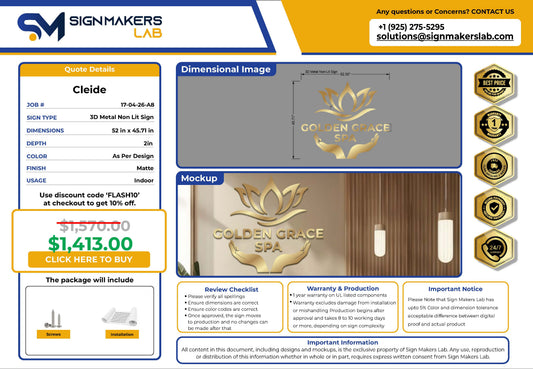 Gold Grace spa 3D Metal Non-lit