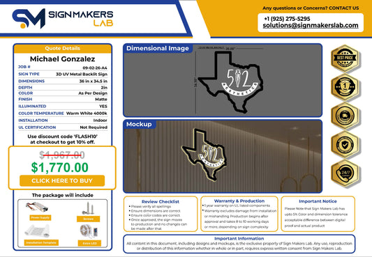 512 Aesthetics 3D Metal Backlit Signmakerslab