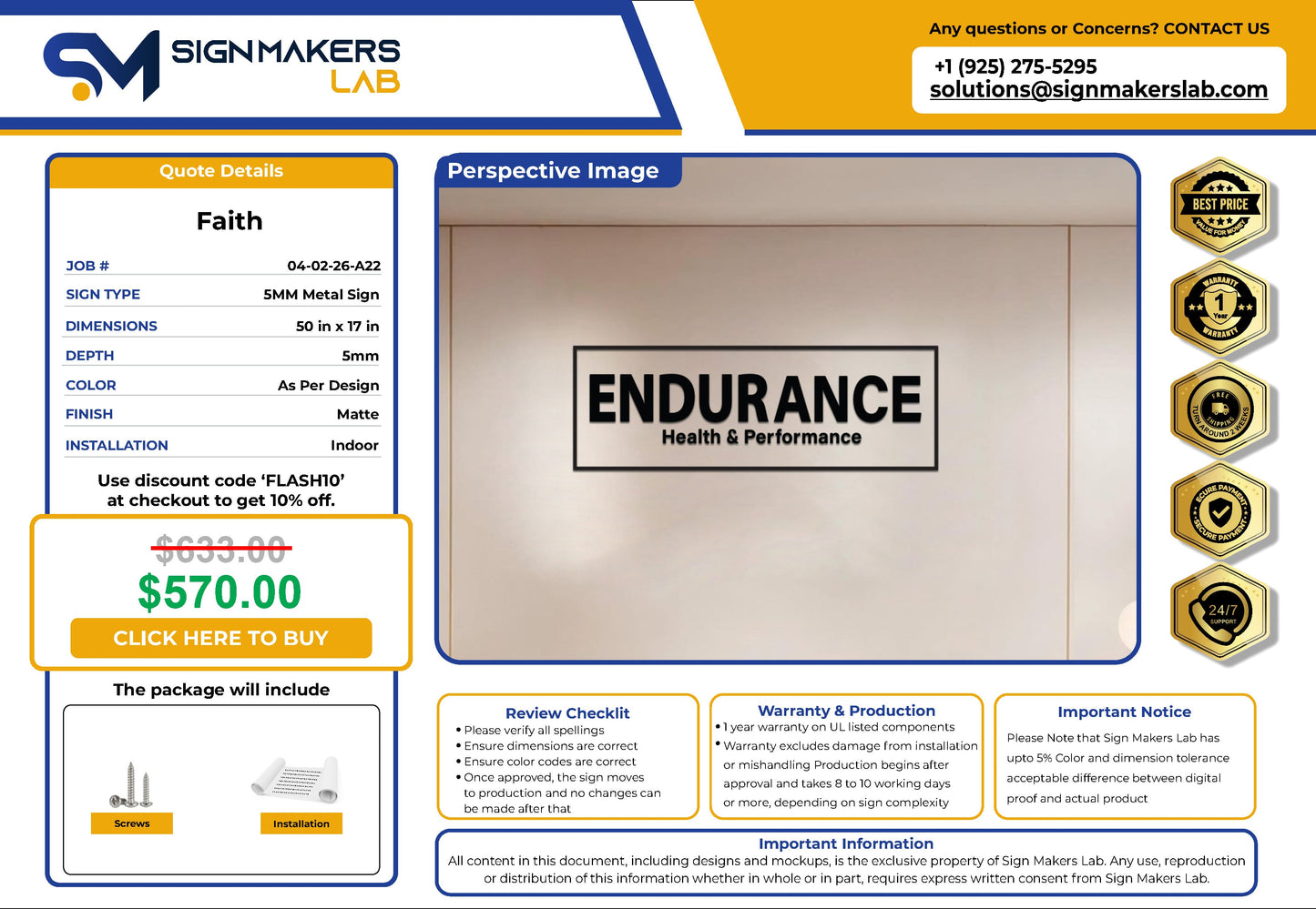 Endurance Health and Performance 5mm Metal Floating Letters (2D) Signmakerslab
