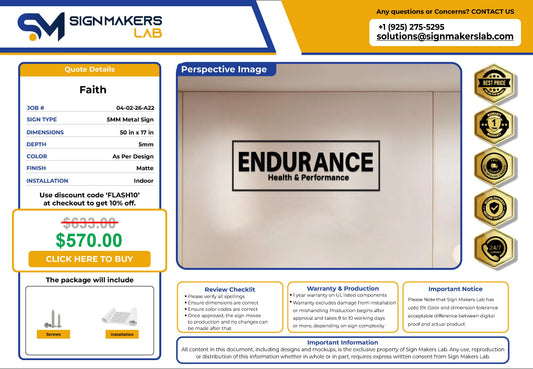 Endurance Health and Performance 5mm Metal Floating Letters (2D) Signmakerslab