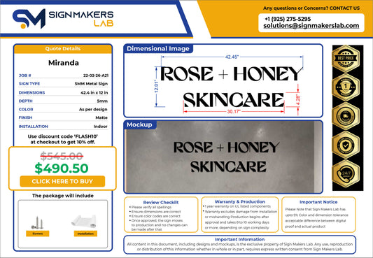 Rose + Honey Skincare Metal Floating Letters