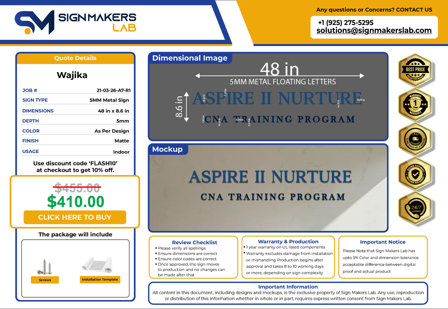 Aspire II Nurture Metal Floating Letters (2D)