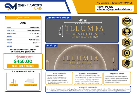5mm Metal Sign-Illimuia Aesthetics