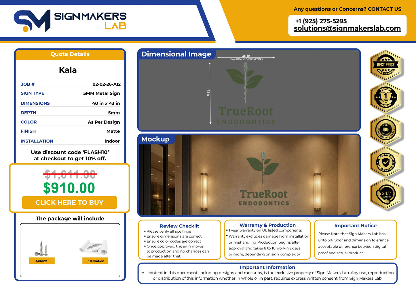 TrueRoot Endodontics 5mm Metal Floating Letters (2D) Signmakerslab