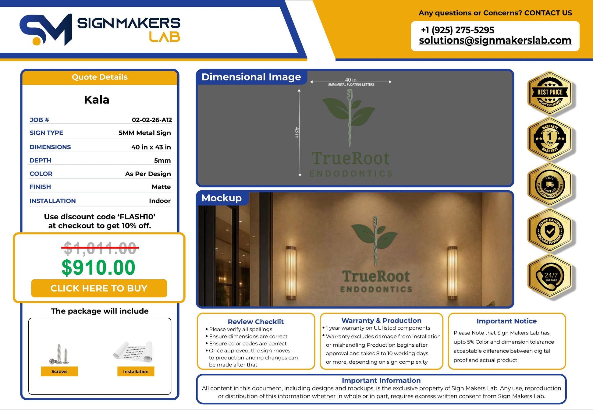 TrueRoot Endodontics 5mm Metal Floating Letters (2D) Signmakerslab