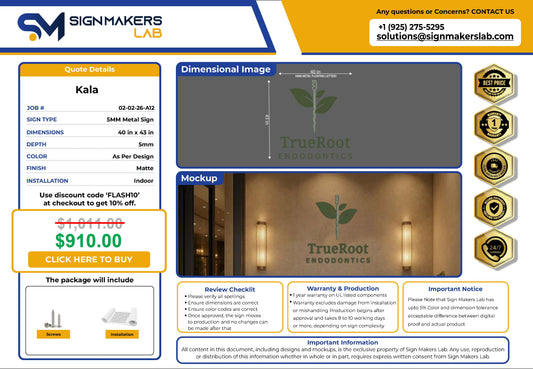 TrueRoot Endodontics 5mm Metal Floating Letters (2D) Signmakerslab