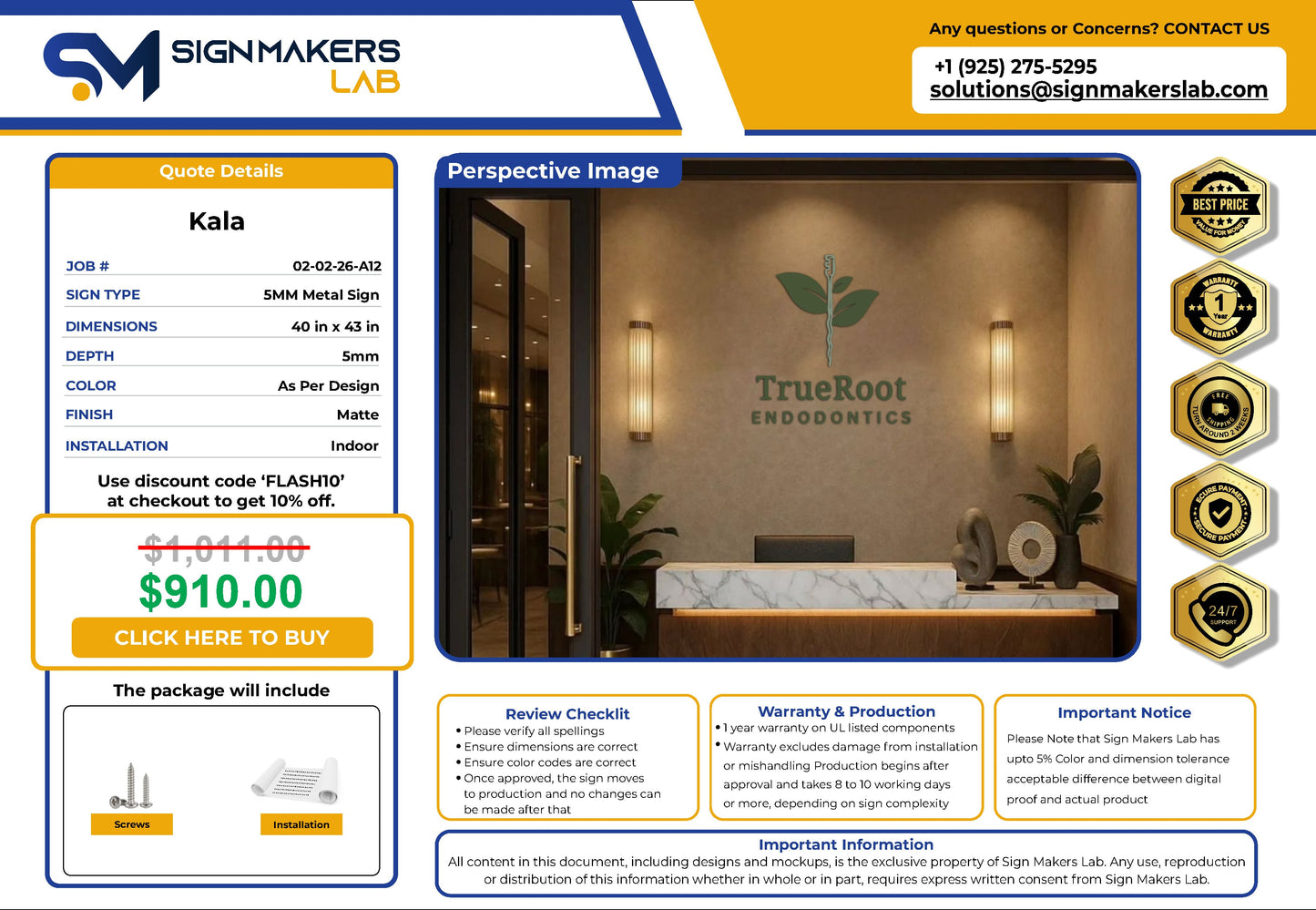 TrueRoot Endodontics 5mm Metal Floating Letters (2D) Signmakerslab