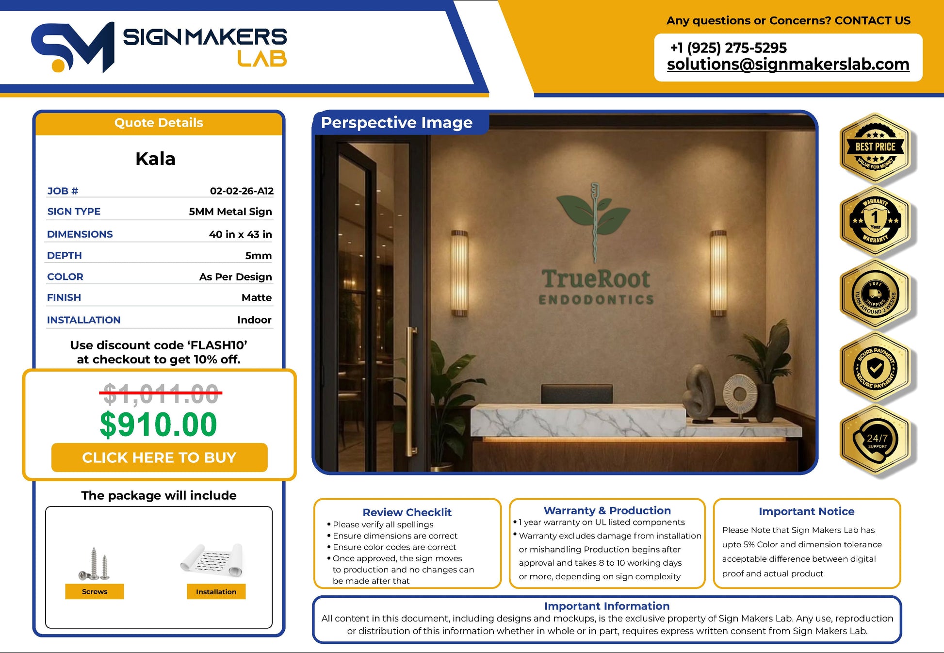 TrueRoot Endodontics 5mm Metal Floating Letters (2D) Signmakerslab