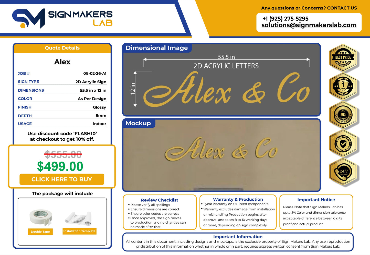 Alex & Co Acrylic Letter Sign Signmakerslab