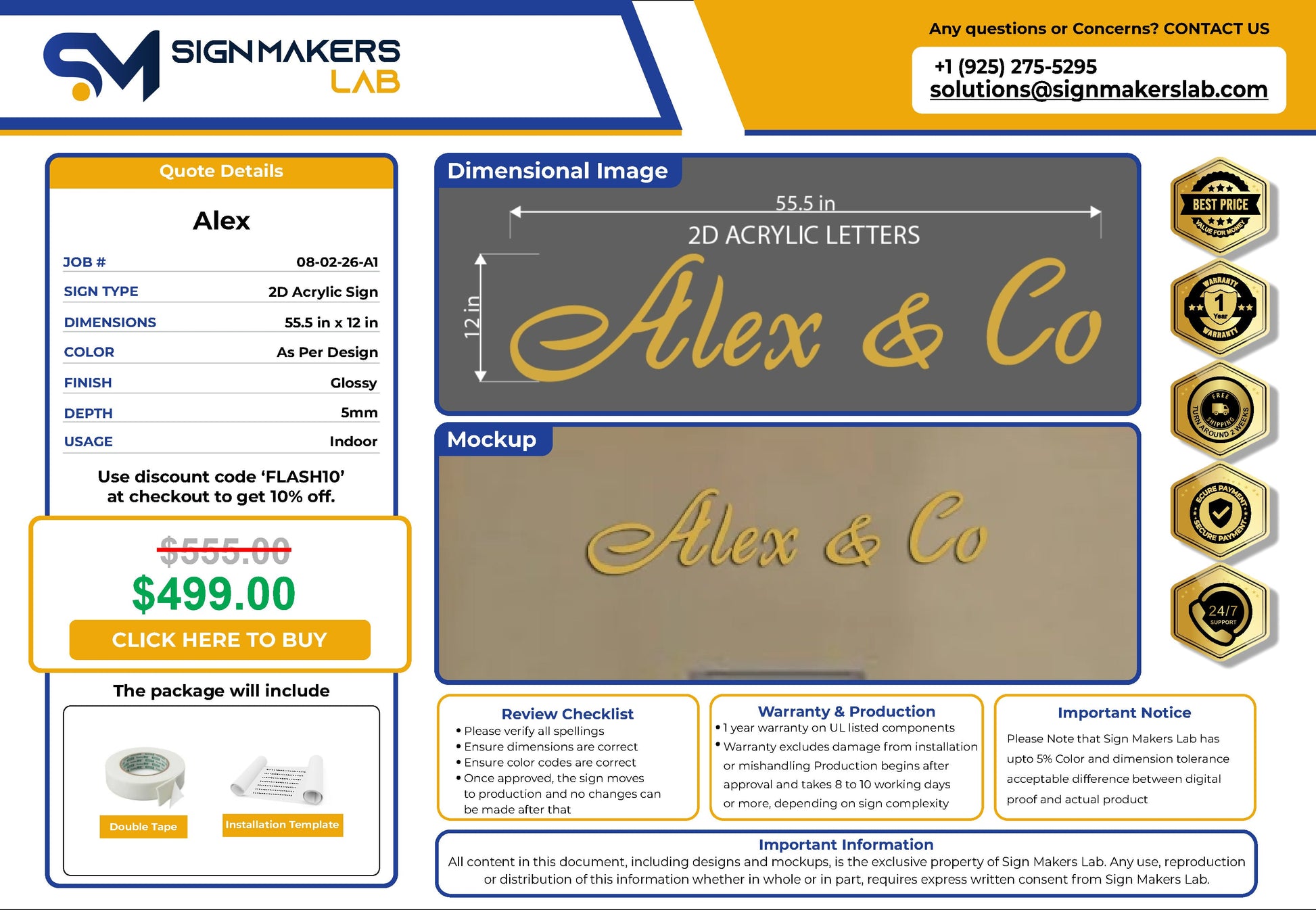 Alex & Co Acrylic Letter Sign Signmakerslab