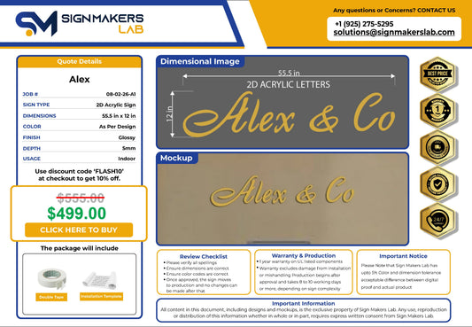 Alex & Co Acrylic Letter Sign Signmakerslab