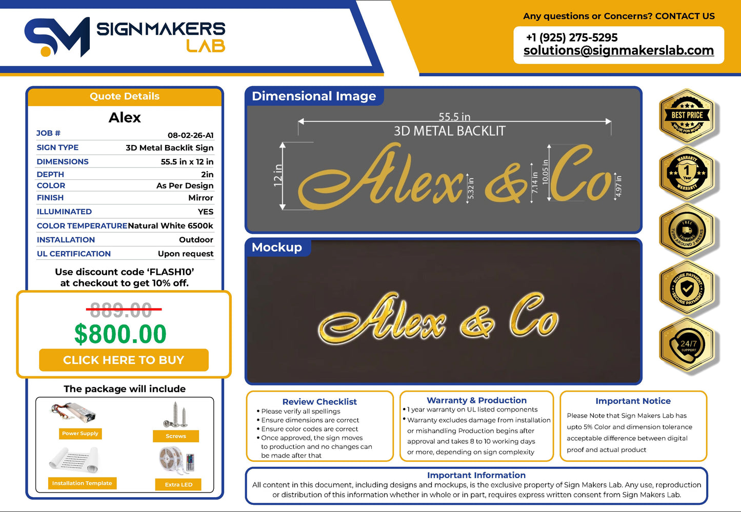 Alex & Co Backlit Sign Signmakerslab
