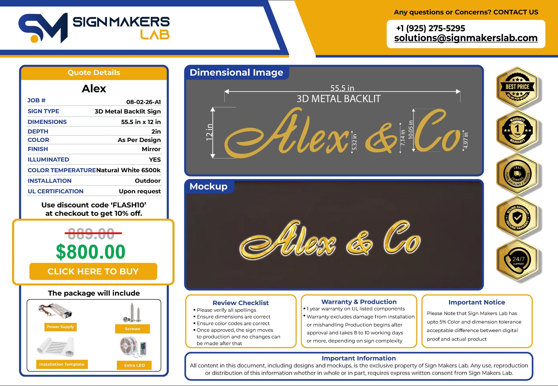 Alex & Co Backlit Sign Signmakerslab
