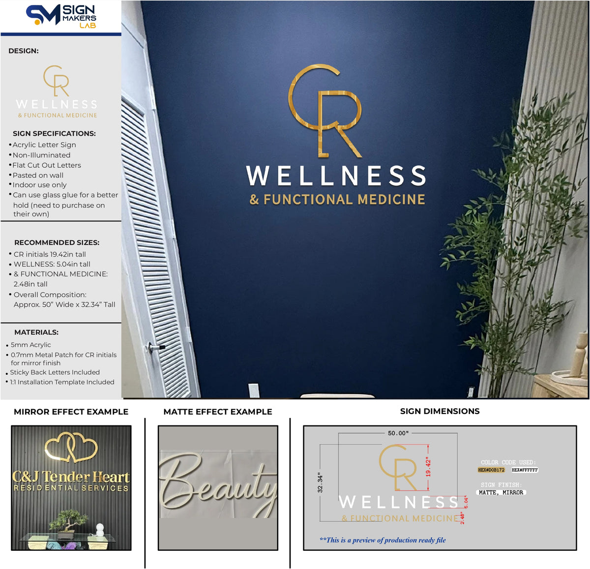 CR Wellness & Functional Medicine Acrylic Sign