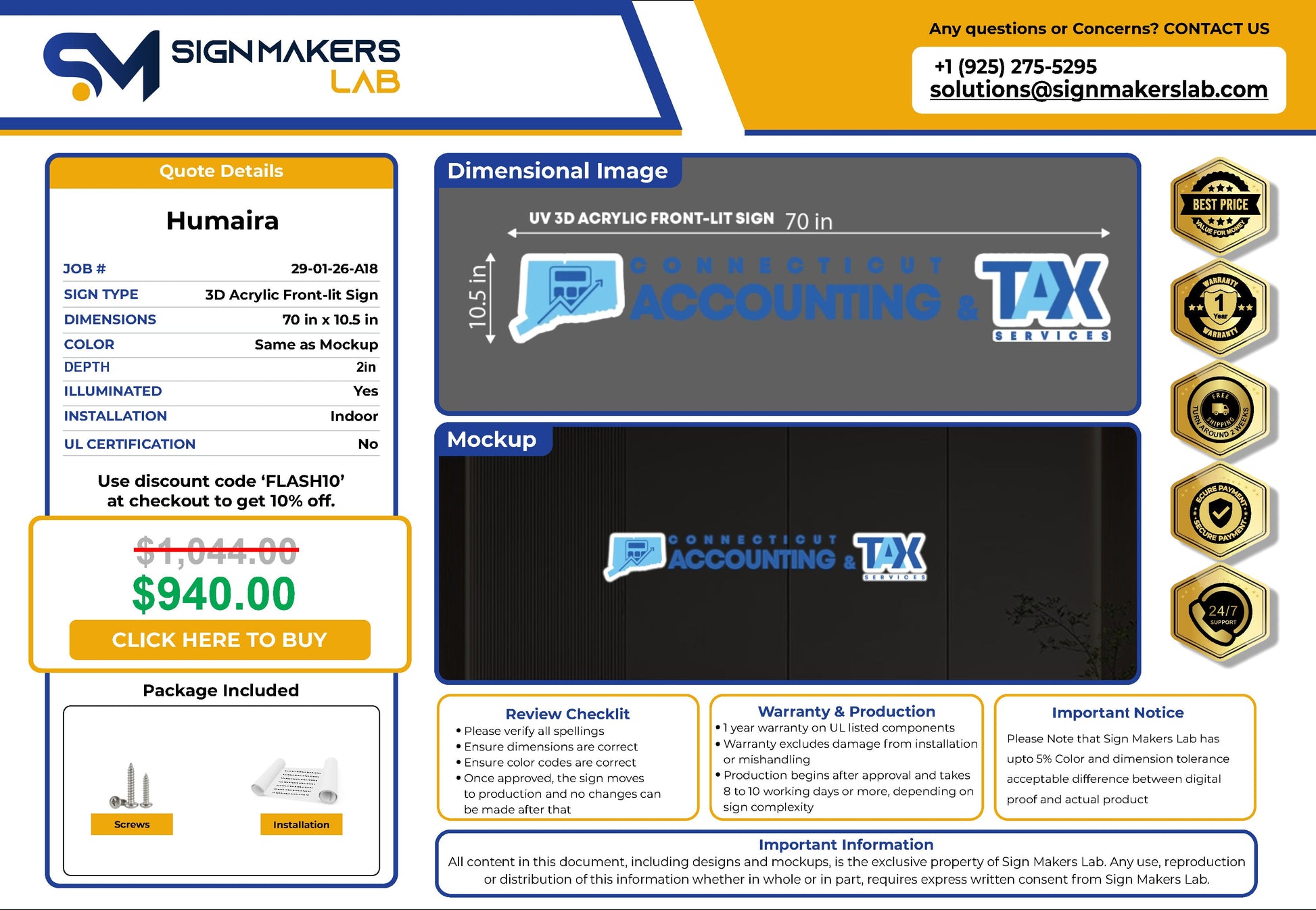 Ct tax 3D Acrylic Front-Lit Signmakerslab