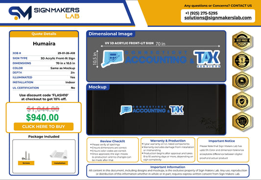 Ct tax 3D Acrylic Front-Lit Signmakerslab