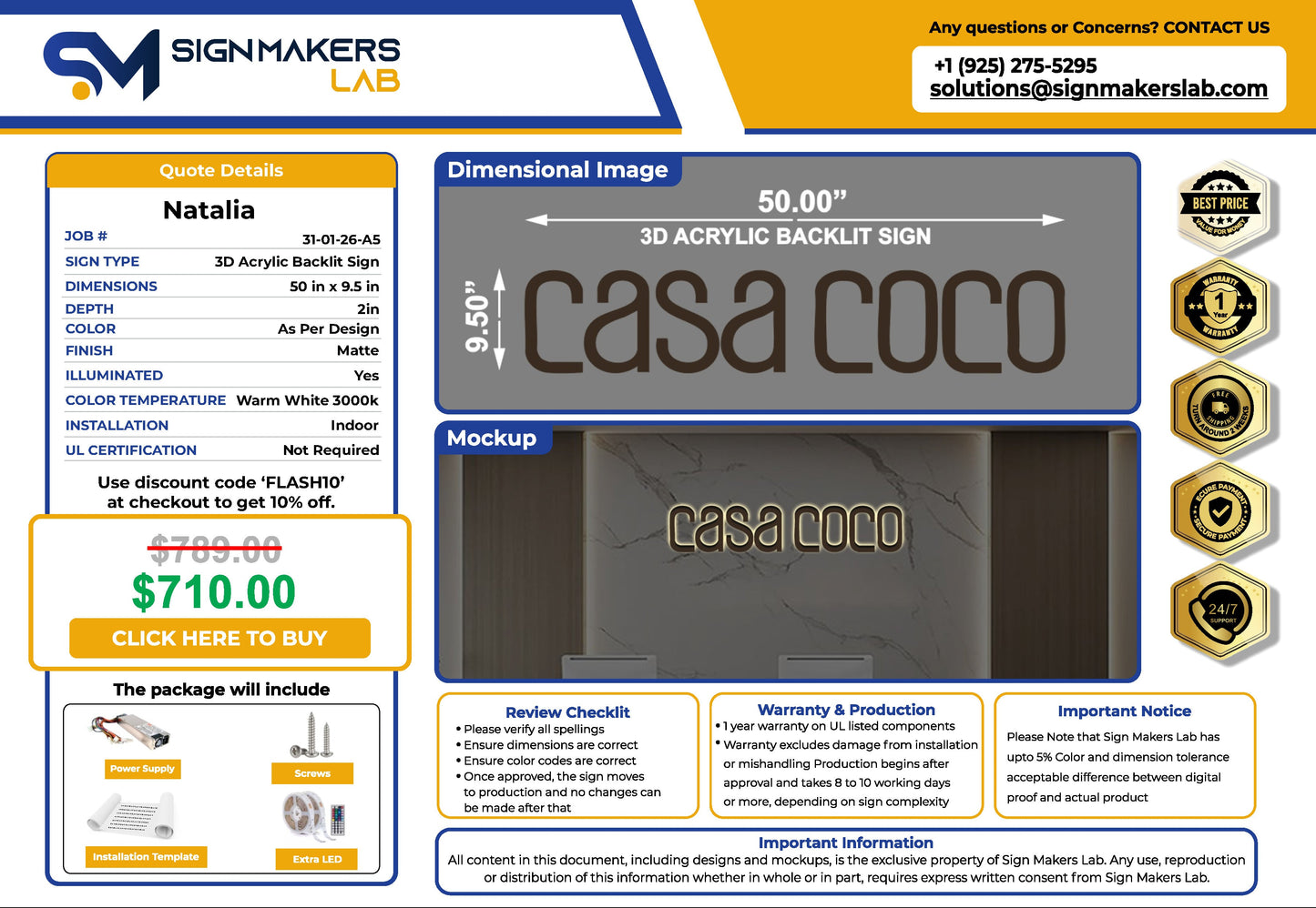Casa coco 3D Metal Back-Lit Signmakerslab