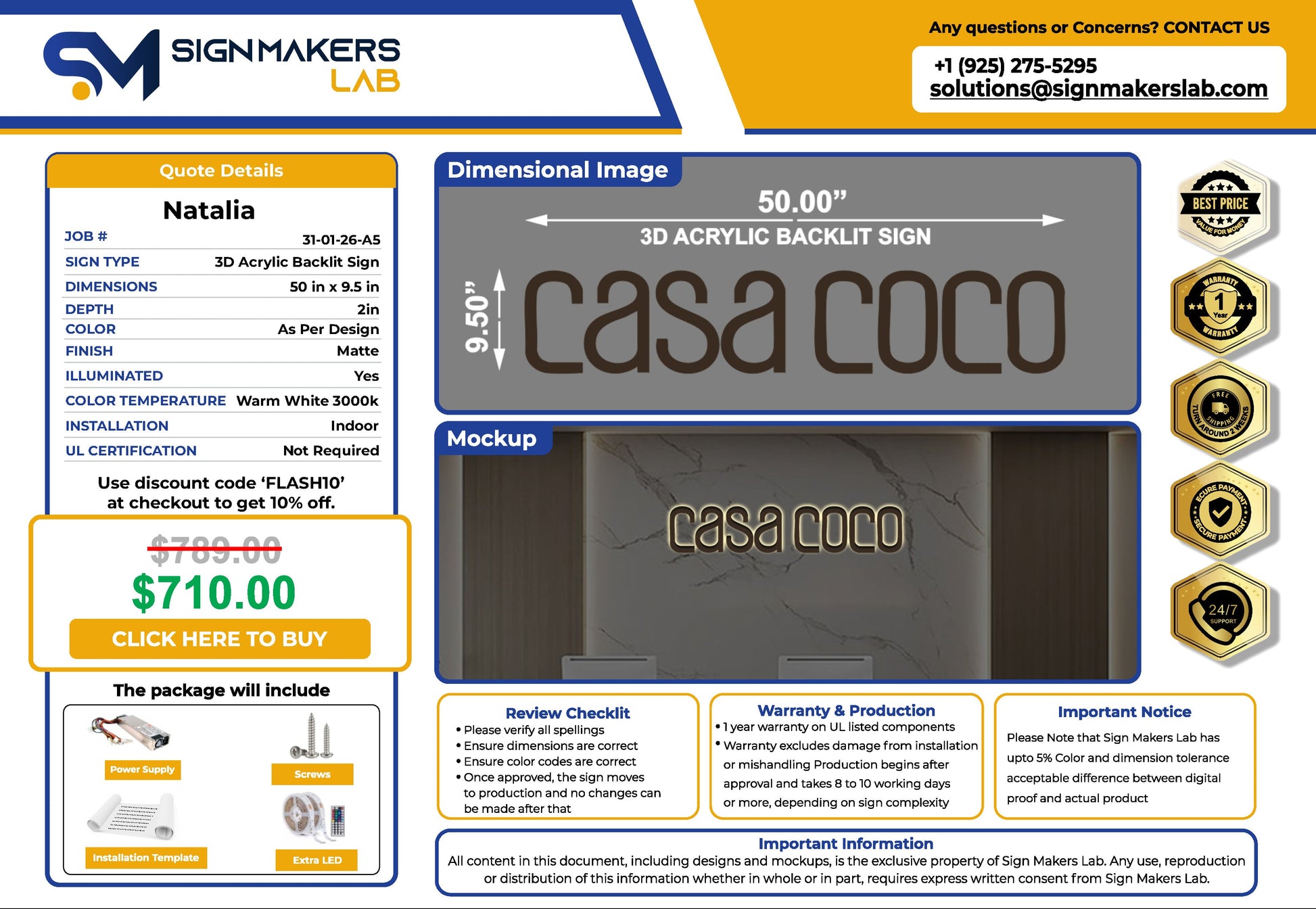 Casa coco 3D Metal Back-Lit Signmakerslab