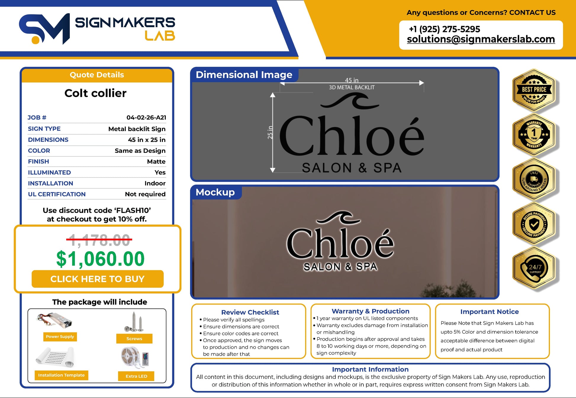 Chloe Salon & Spa 3D Metal Back-Lit Signmakerslab