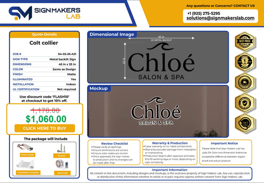 Chloe Salon & Spa 3D Metal Back-Lit Signmakerslab