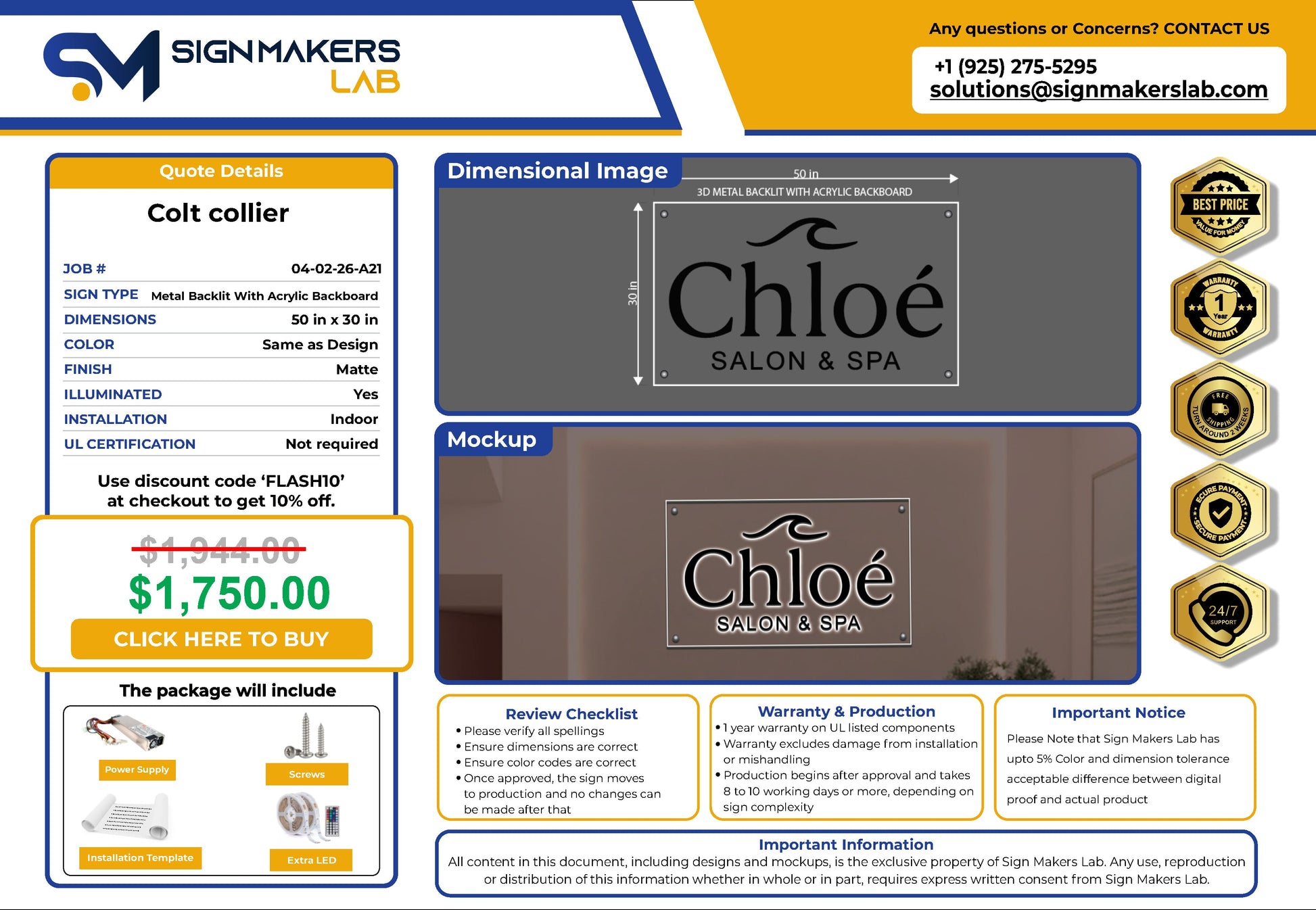 Chloe Salon & Spa 3D Metal Back-Lit Signmakerslab