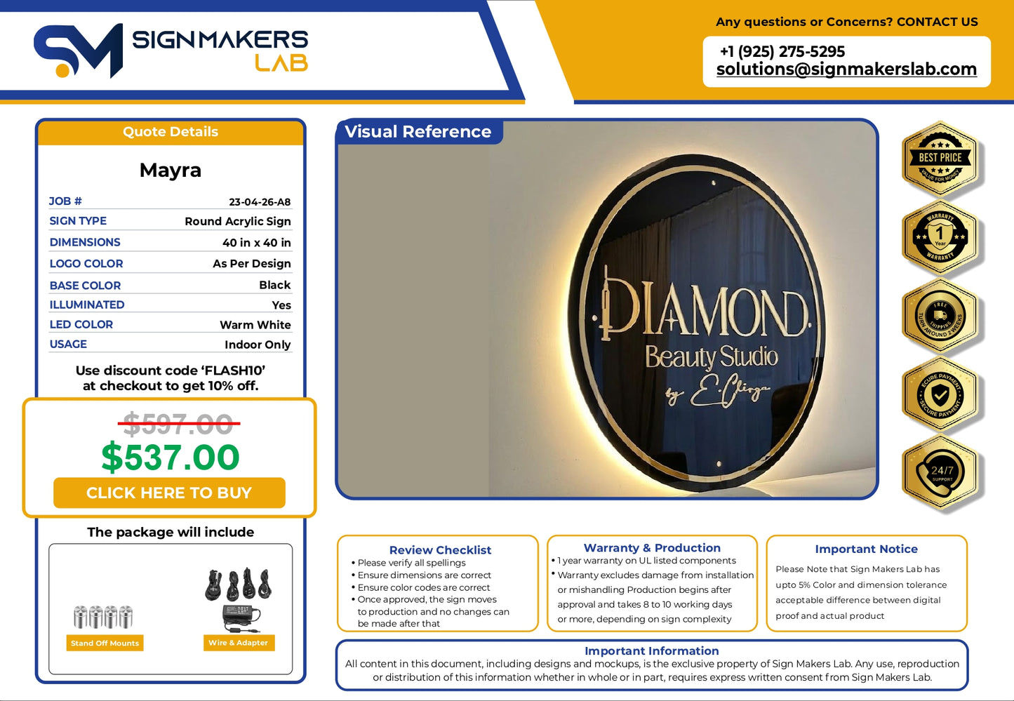 Round Acrylic Sign-Crown Consulting Services