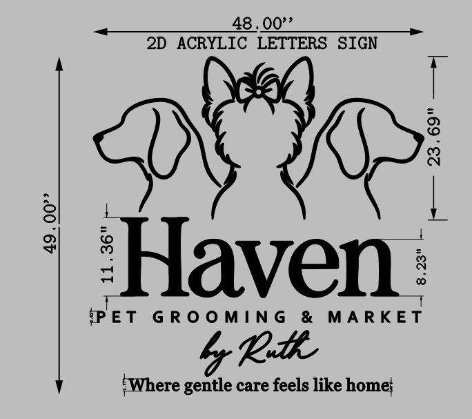 Haven Pet Grooming & Market Acrylic Letter Sign