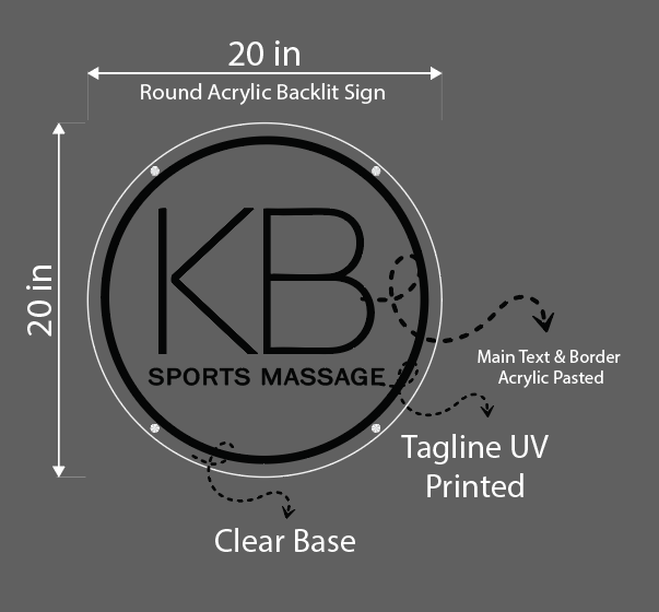 KB Sports Massage Round Acrylic Sign
