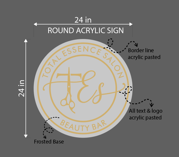 Total Essence Salon Beauty Bar Round Acrylic Sign