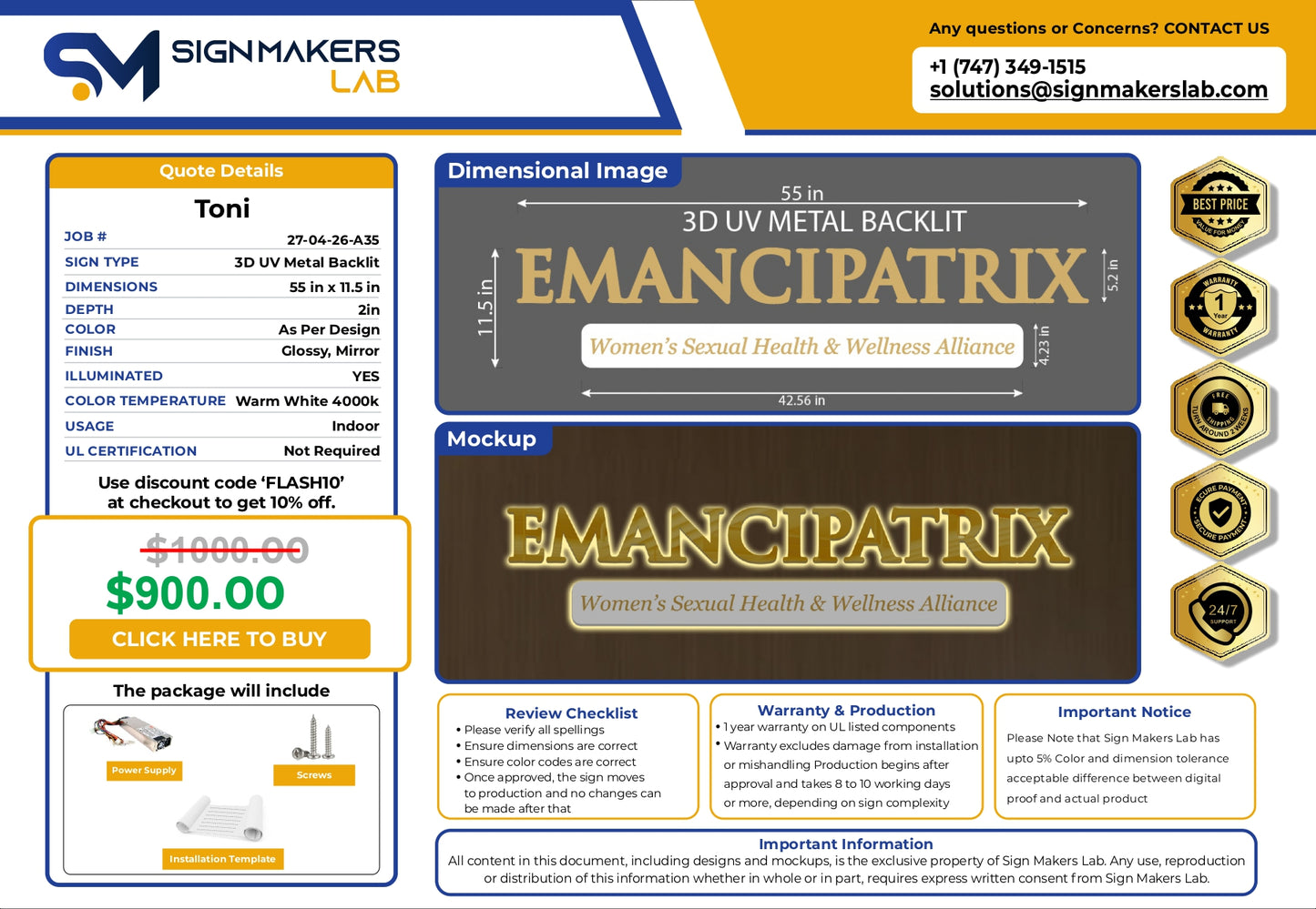 3D UV Metal Backlit Sign-Emancipatrix