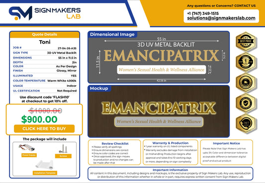 3D UV Metal Backlit Sign-Emancipatrix