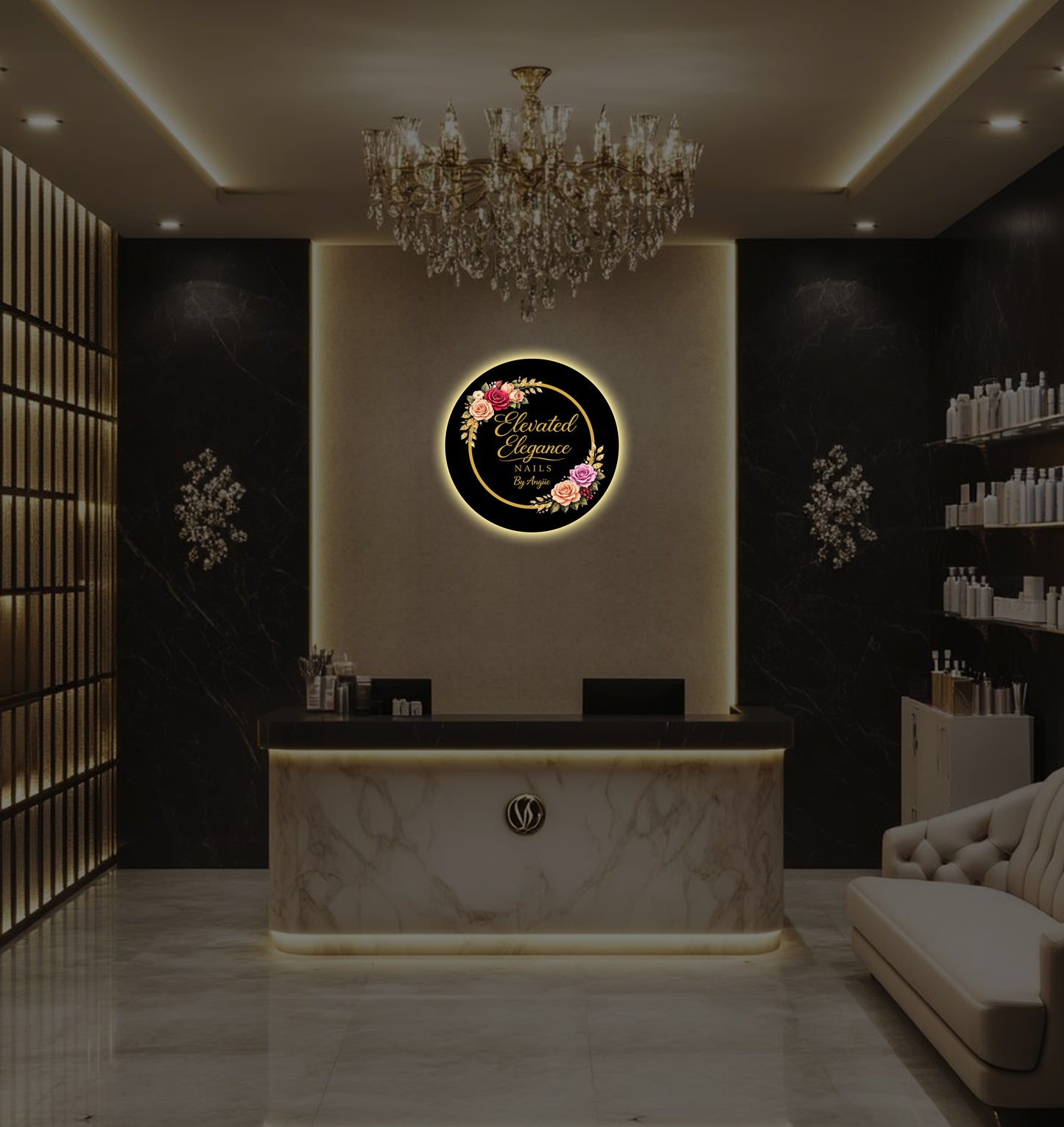 Elevated elegance nails by angiie Round Acrylic Sign