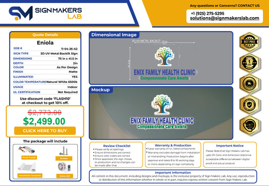 Enix Family Health Clinic 3D Metal Back-Lit