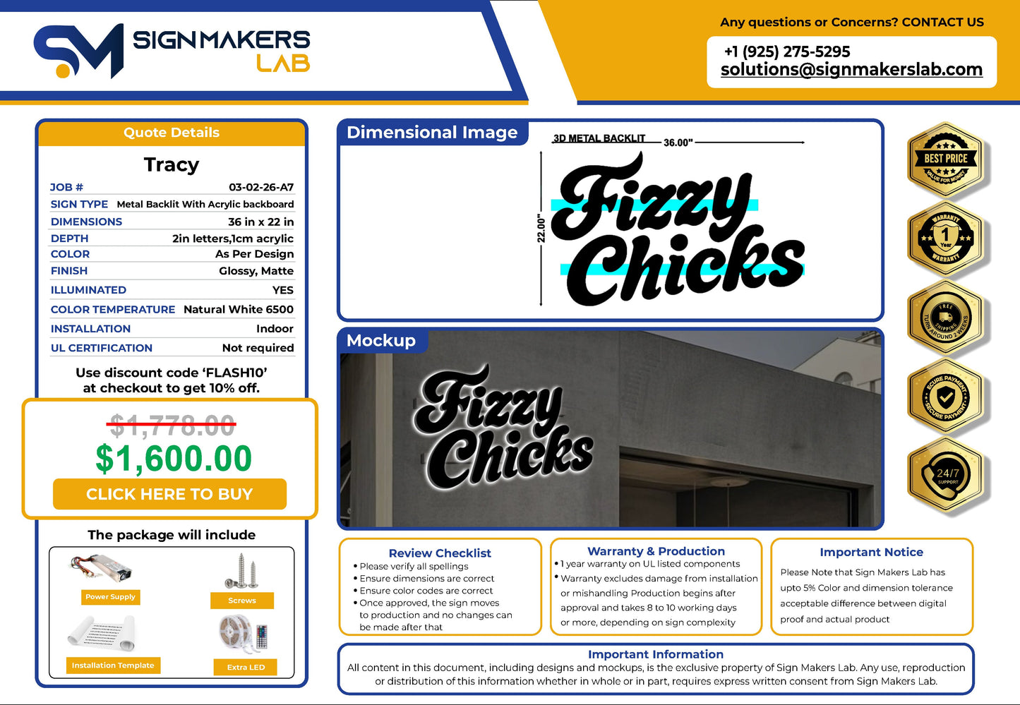 Fizzy Chicks 3D Metal Back-Lit Signmakerslab