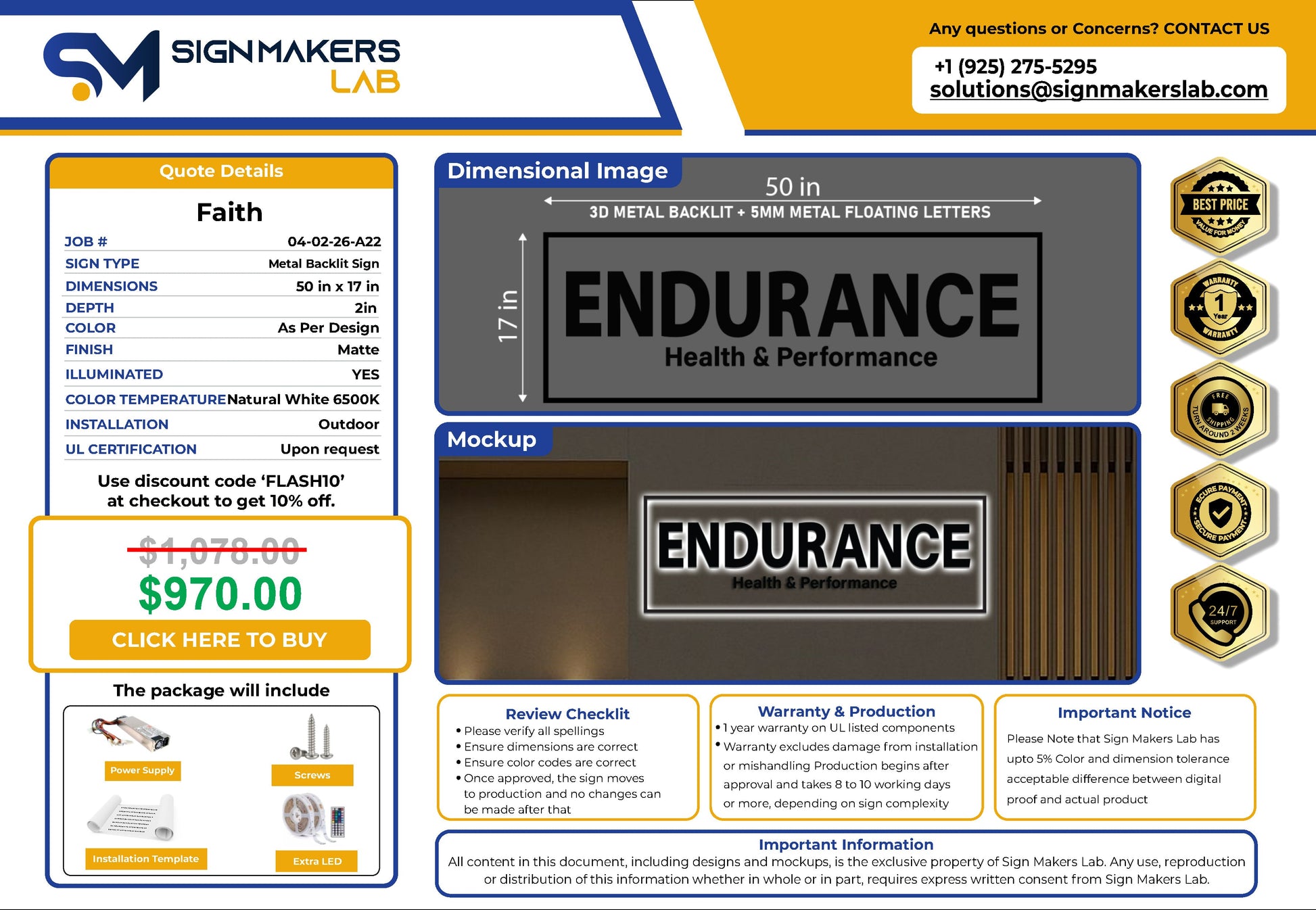 Endurance Health and Performance  3D Metal Back-Lit Signmakerslab