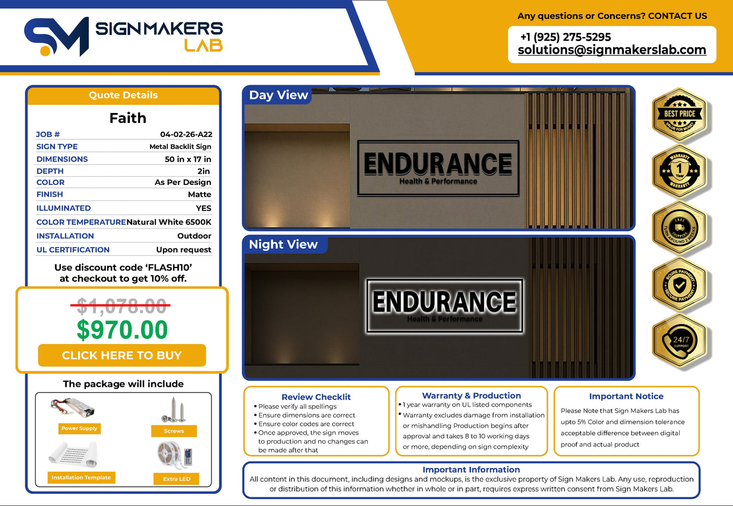 Endurance Health and Performance  3D Metal Back-Lit Signmakerslab