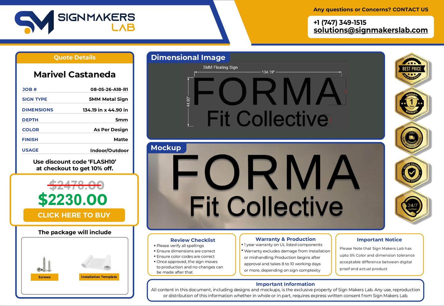 5mm Metal Floating Letters-Forma Fit Collective