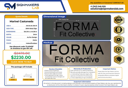 5mm Metal Floating Letters-Forma Fit Collective